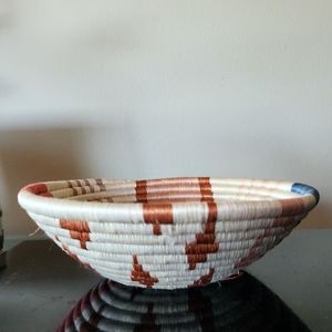 African Coral Cheza Round Basket